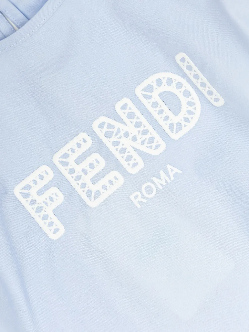 Fendi Kids Top met pofmouwen en geborduurd logo Blauw