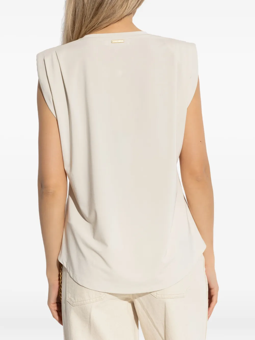 Michael Kors padded-shoulder top Beige