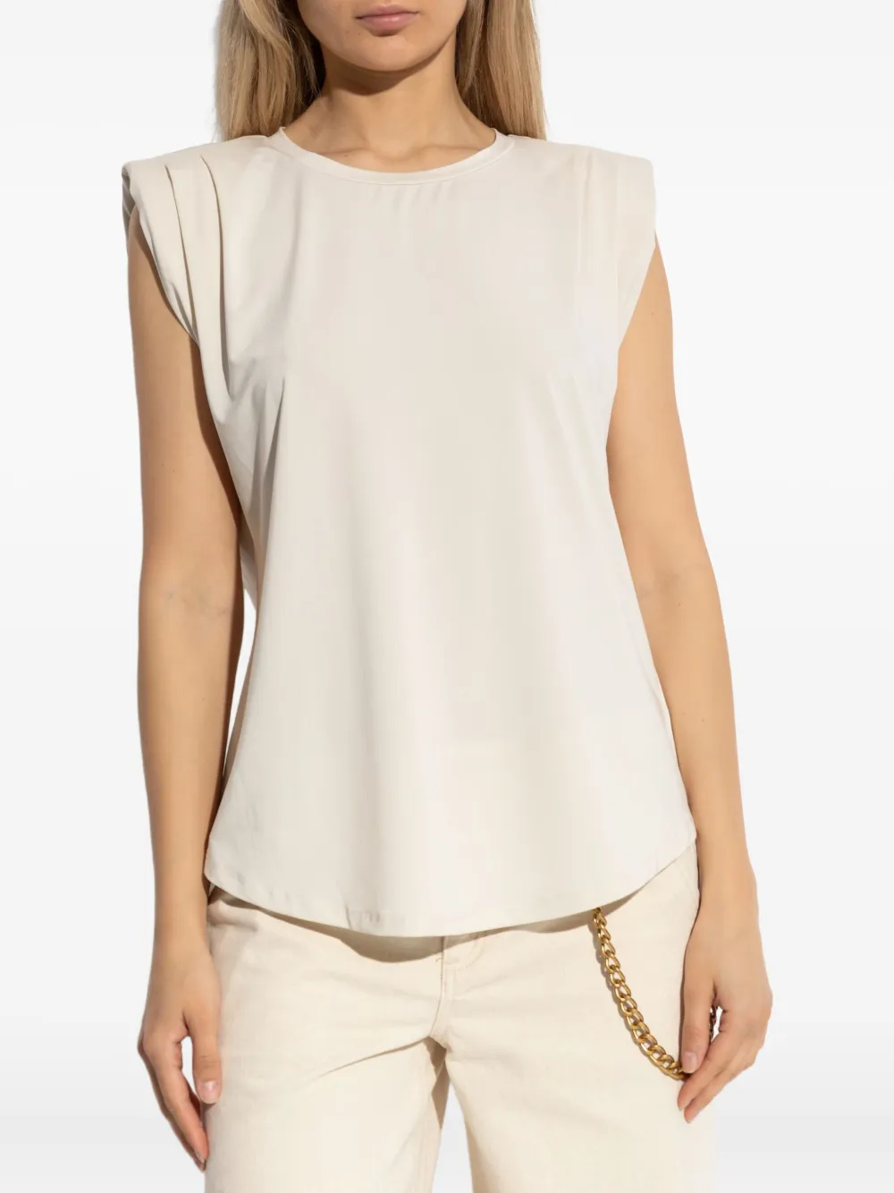 Michael Kors padded-shoulder top Beige