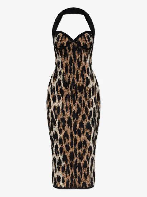 Balmain vestido midi con estampado de leopardo