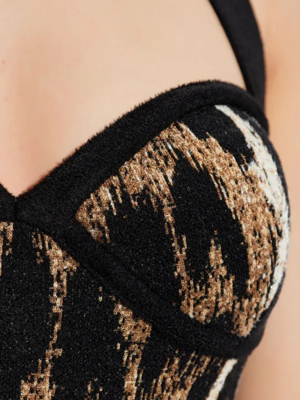 halterneck leopard-print midi dress