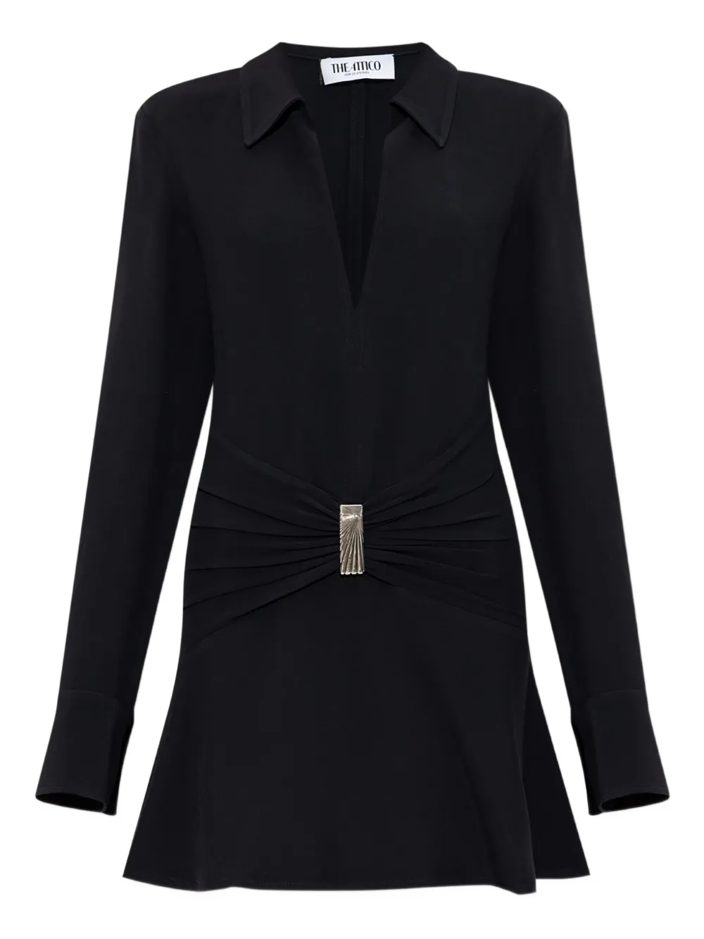 The Attico gathered-detail collared dress Zwart