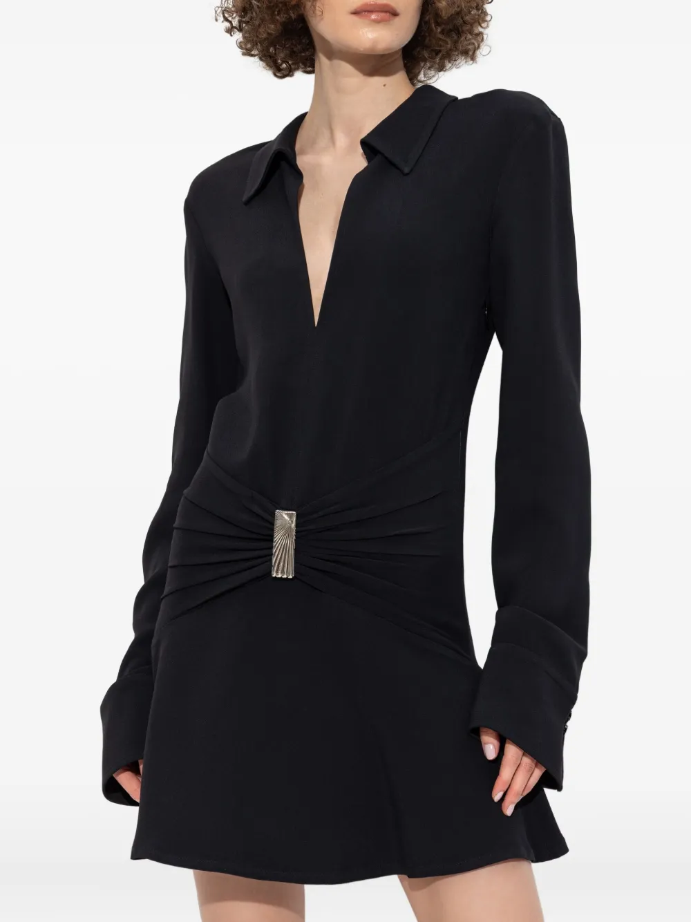 The Attico gathered-detail collared dress Zwart