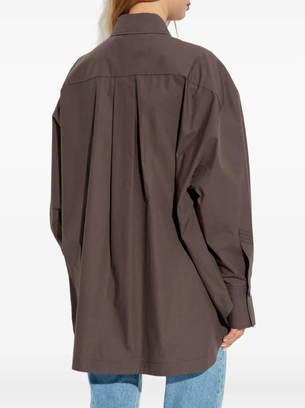 The Attico button-down curved-hem shirt Bruin