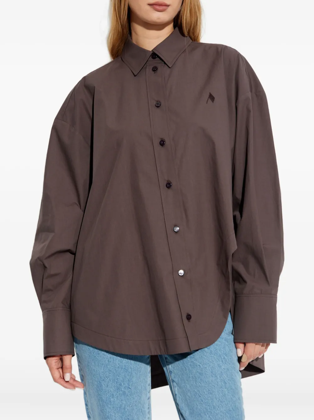 The Attico button-down curved-hem shirt Bruin