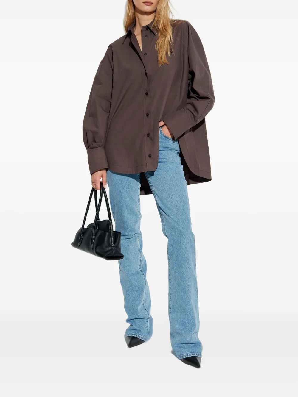 The Attico button-down curved-hem shirt Bruin
