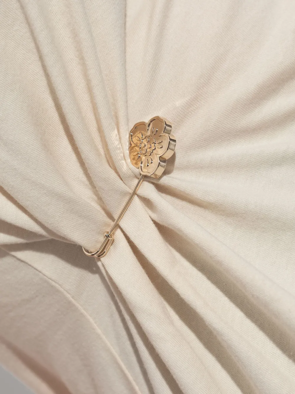 Kenzo safety pin-detail gathered T-shirt Beige