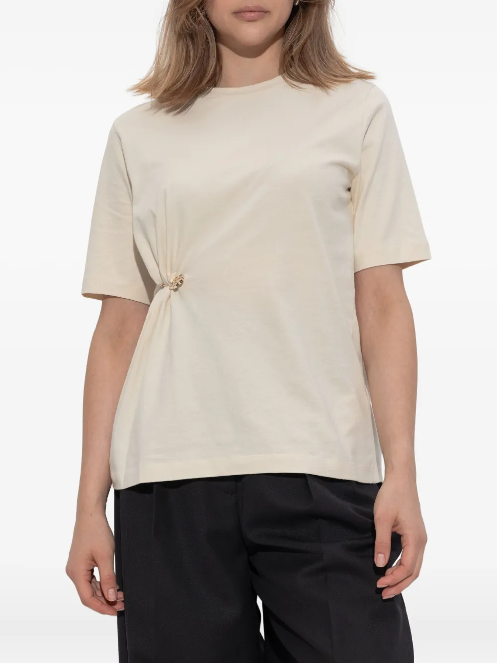 Kenzo safety pin-detail gathered T-shirt Beige