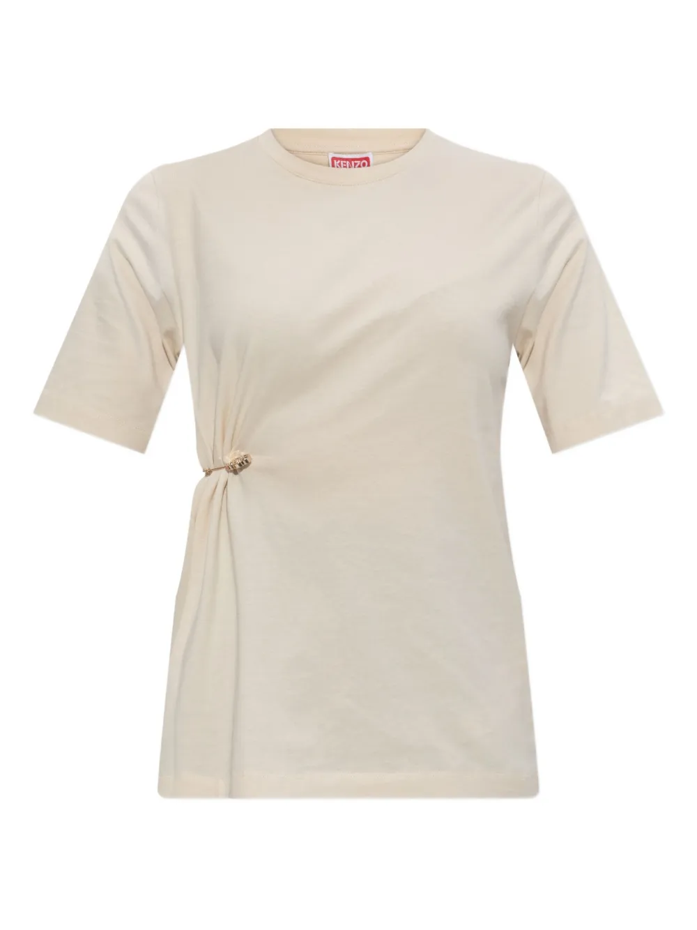 Kenzo safety pin-detail gathered T-shirt Beige