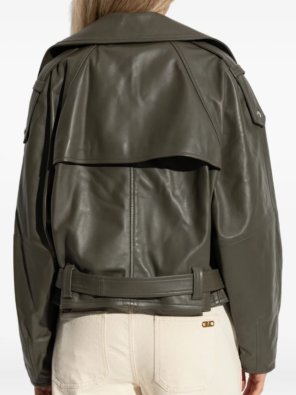 IRO belted leather jacket Groen