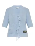 GANNI tie-fastening half-sleeved cardigan - Blue