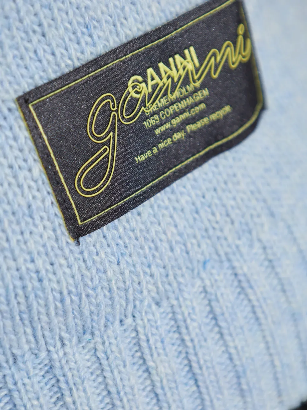 GANNI tie-fastening half-sleeved cardigan Blauw