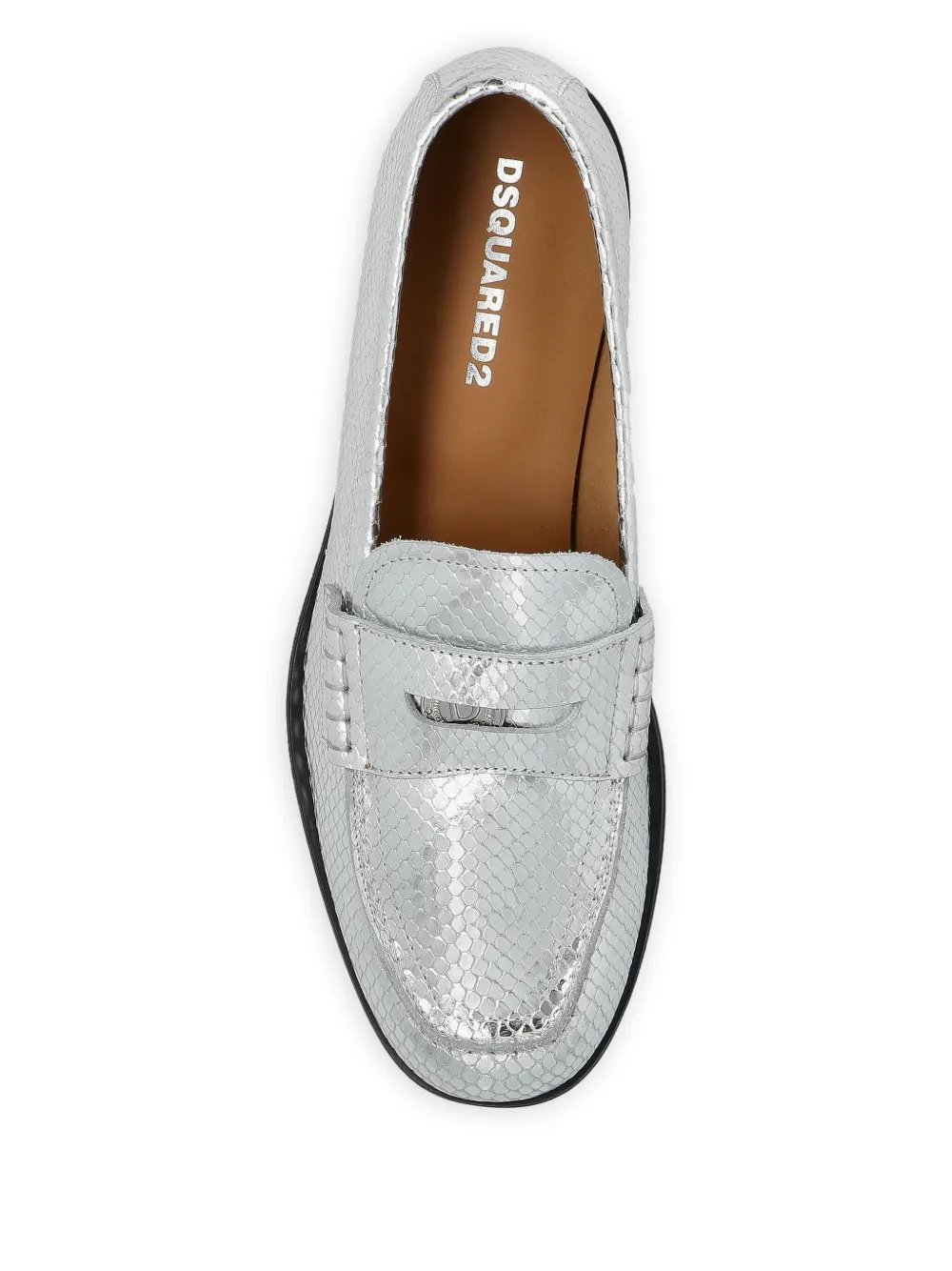 DSQUARED2 snakeskin-effect loafers Silver
