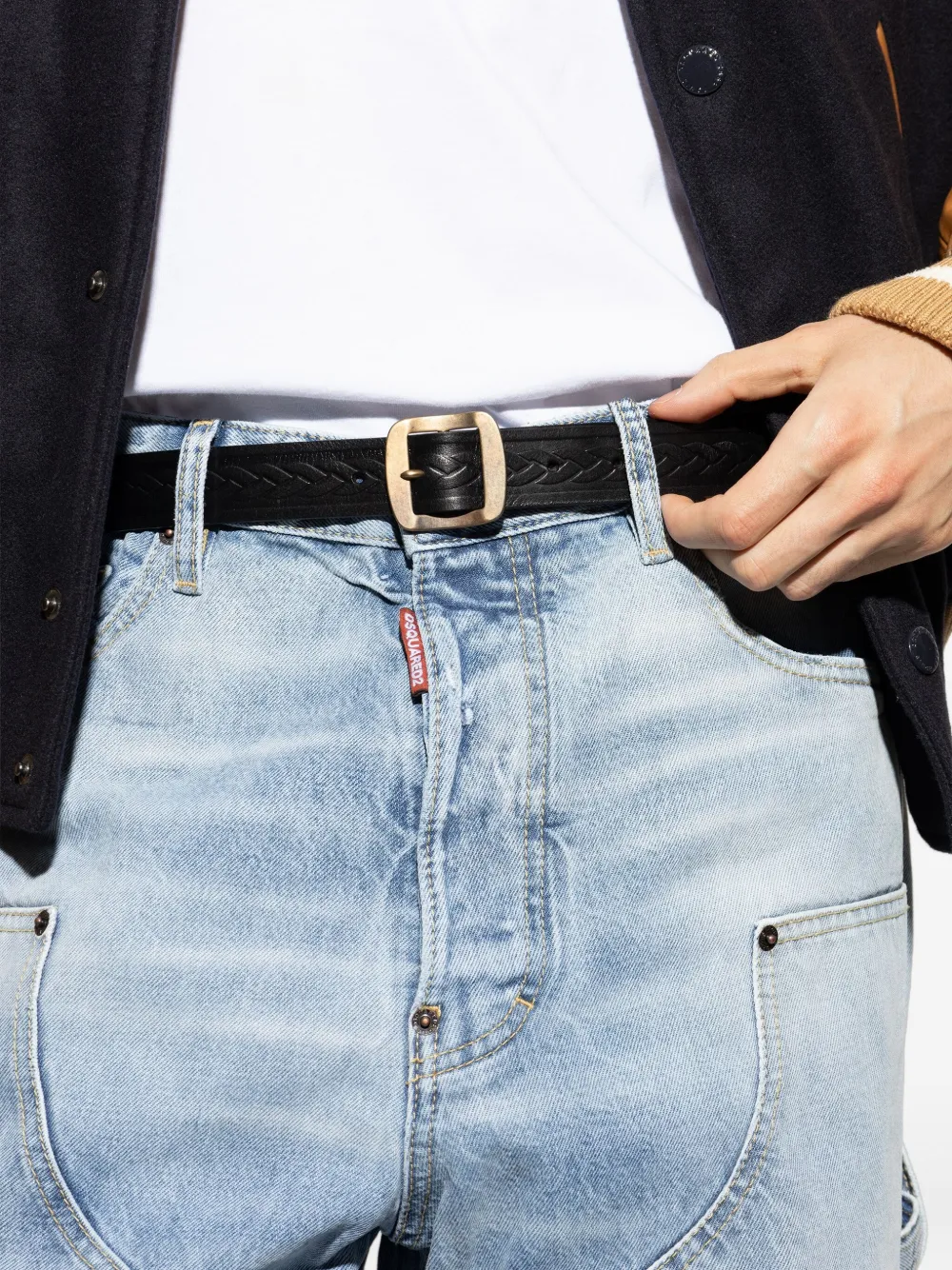 DSQUARED2 braided leather belt Zwart