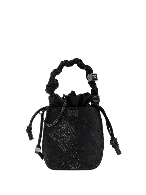 GANNI Bou braided-handle crystal-embellished bucket bag