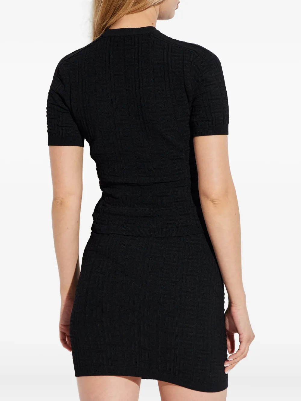 Balmain textured short-sleeve T-shirt Zwart