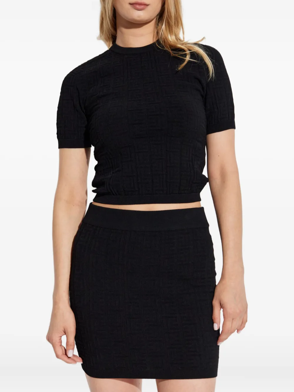 Balmain textured short-sleeve T-shirt Zwart