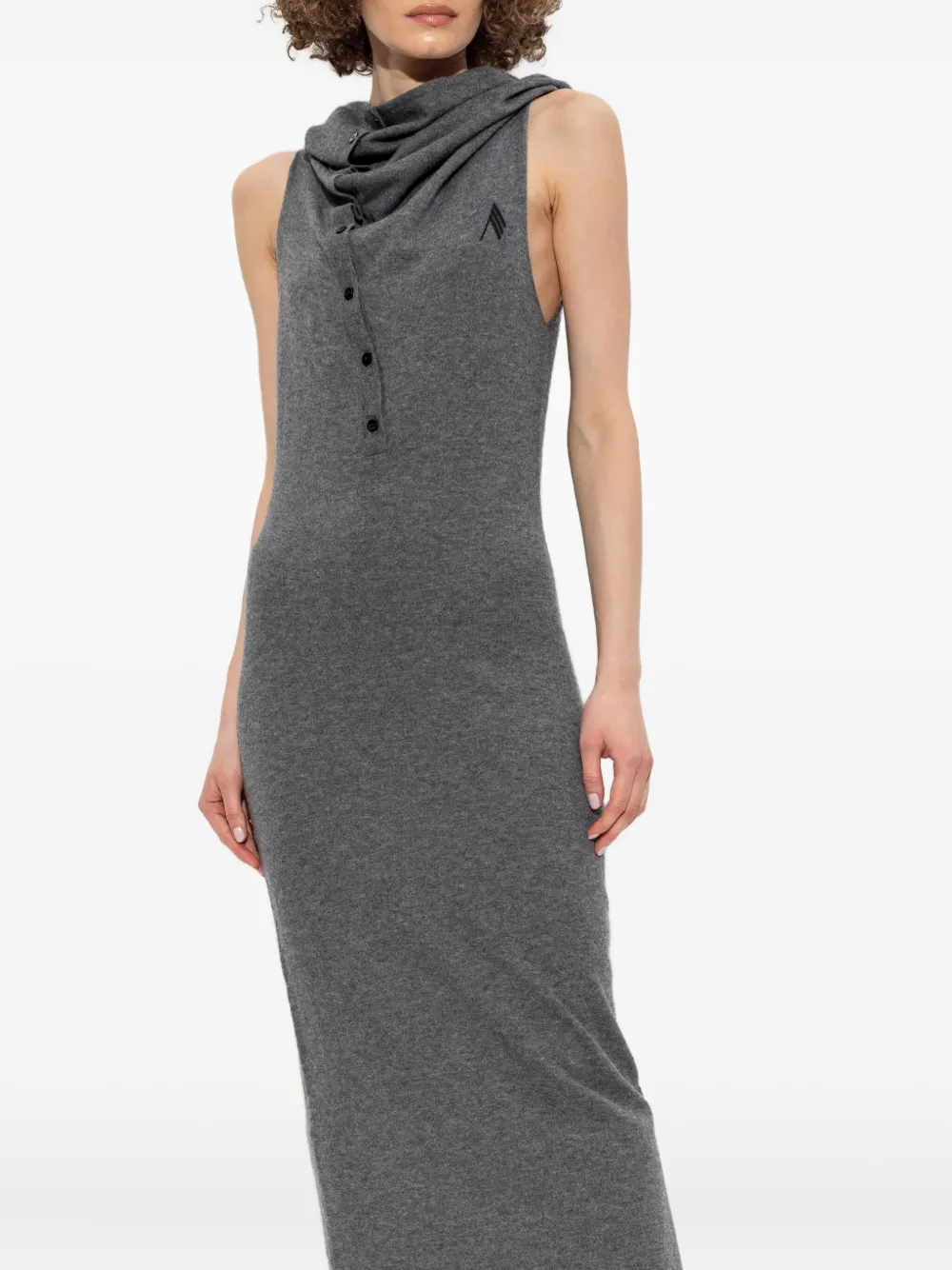 The Attico Midi-jurk met col en knopen Grijs