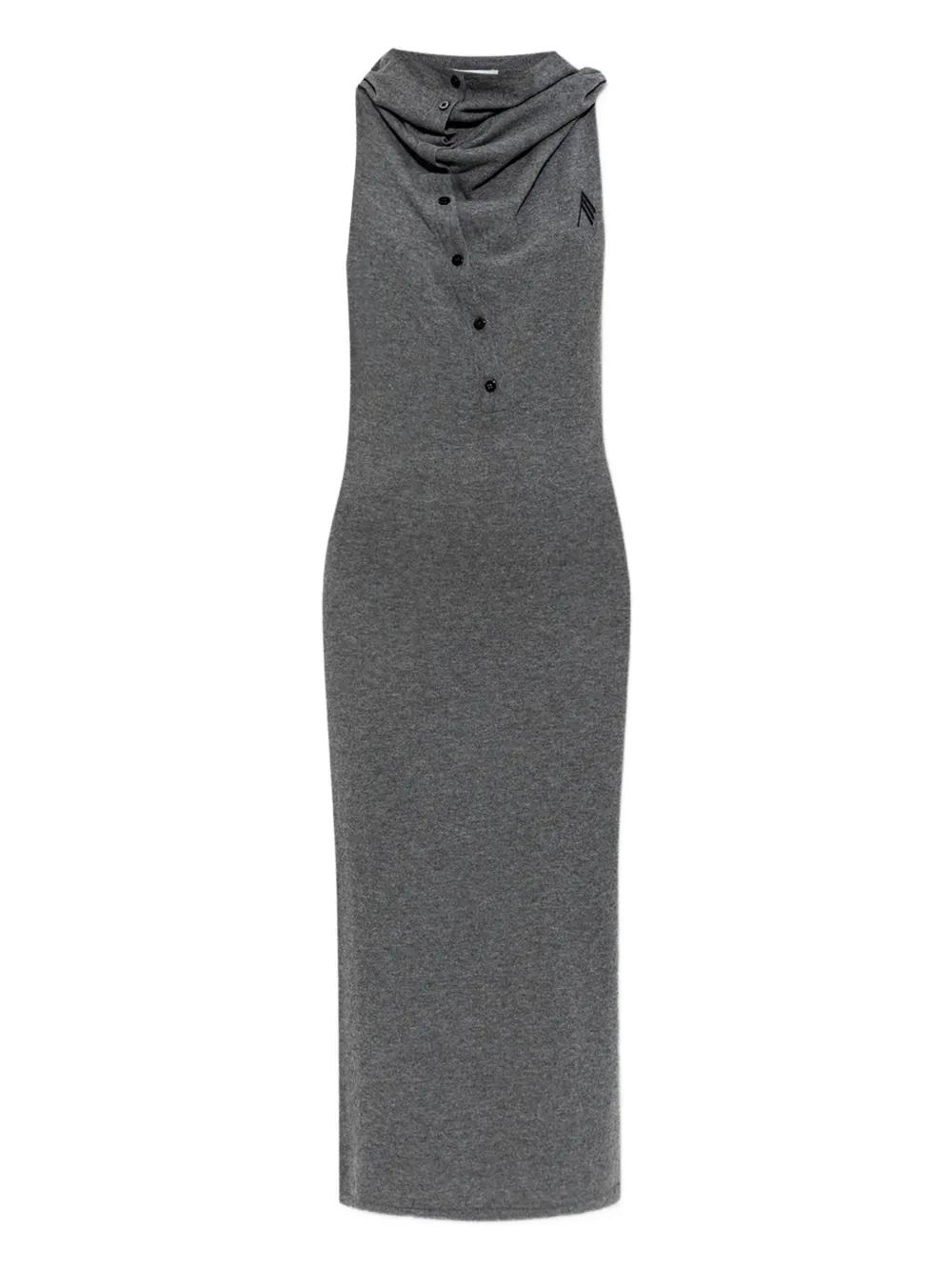 The Attico cowl-neck buttoned midi dress Grijs