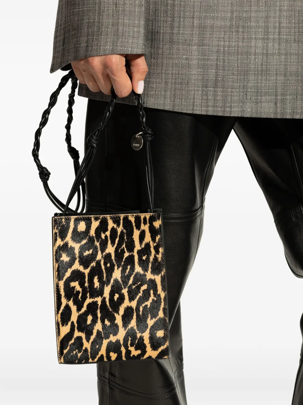 Jil Sander small Tangle leopard-print shoulder bag Beige