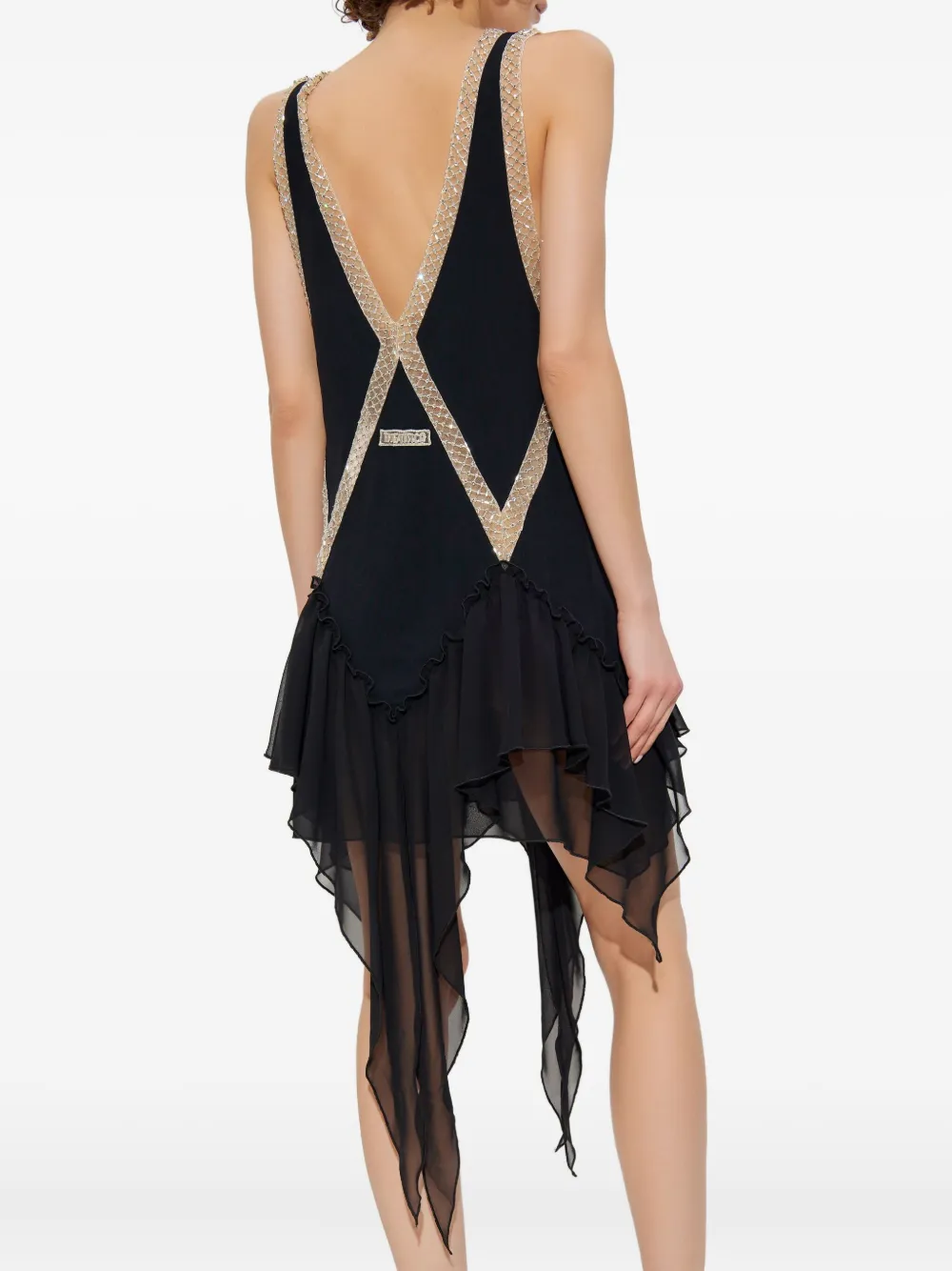 The Attico embellished ruffled mini dress Zwart