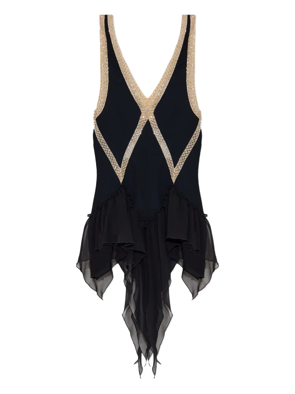 The Attico embellished ruffled mini dress Zwart