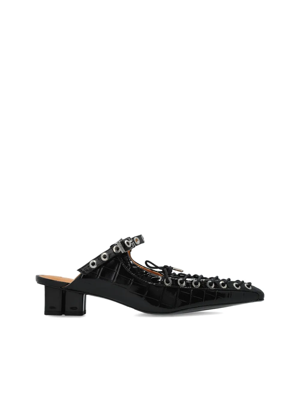 GANNI 50mm buckle-fastening lace-up mules Black