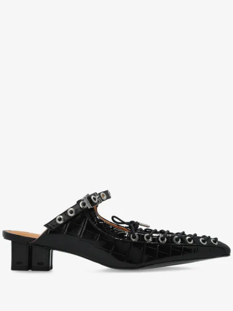 GANNI 50mm buckle-fastening lace-up mules