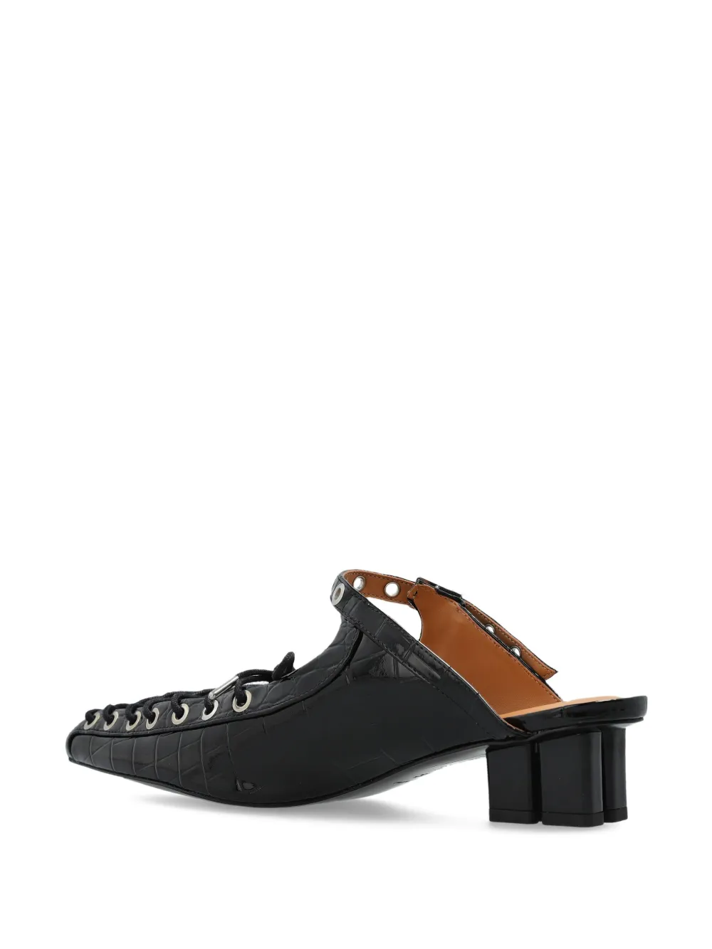 GANNI 50mm buckle-fastening lace-up mules Zwart