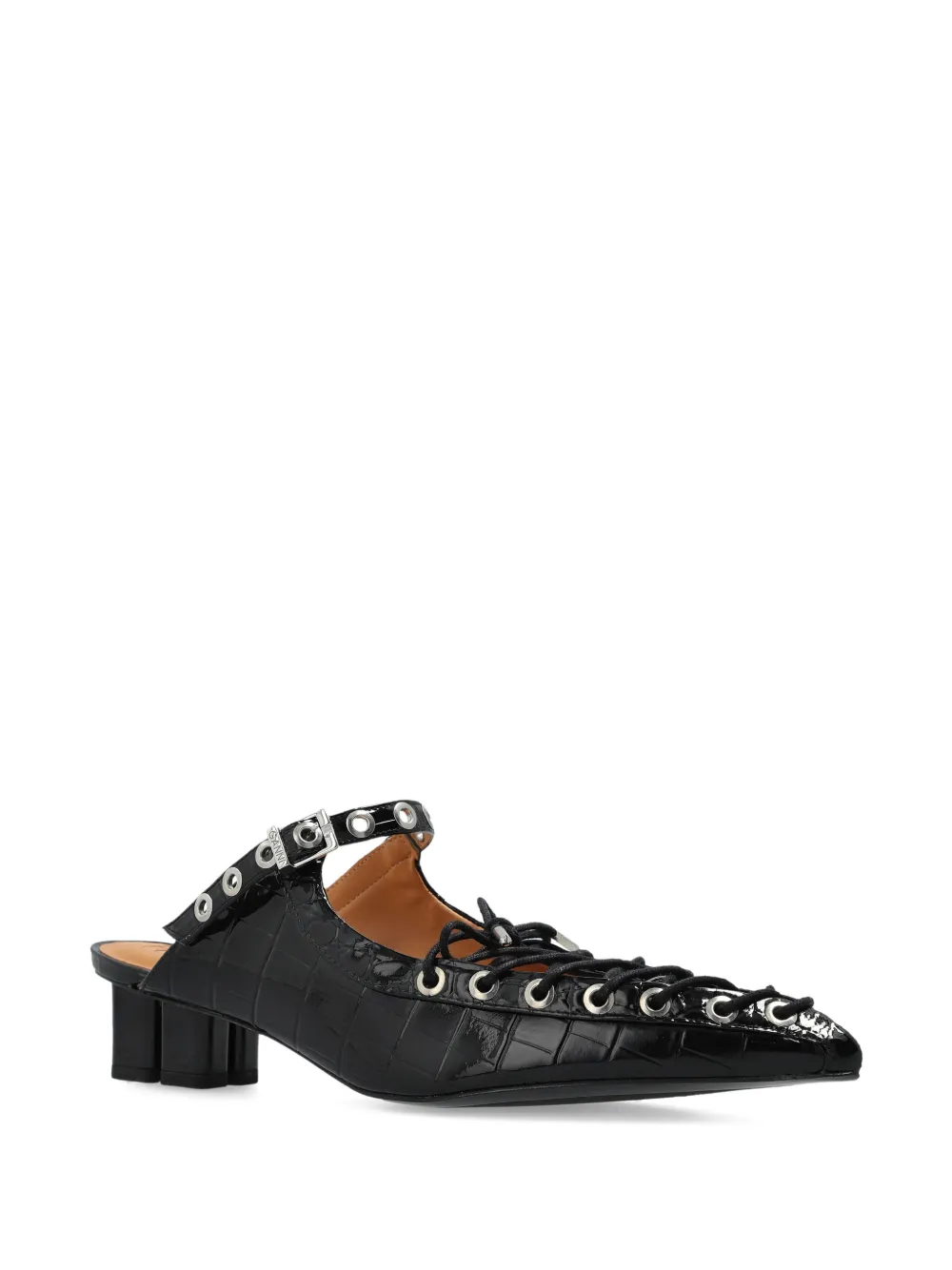 GANNI 50mm buckle-fastening lace-up mules Zwart