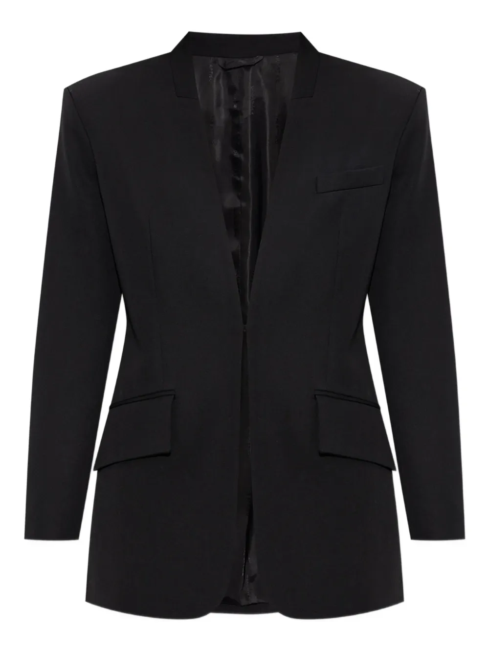 The Attico padded-shoulder wool blazer Zwart