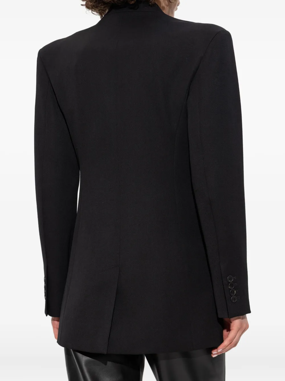 The Attico padded-shoulder wool blazer Zwart
