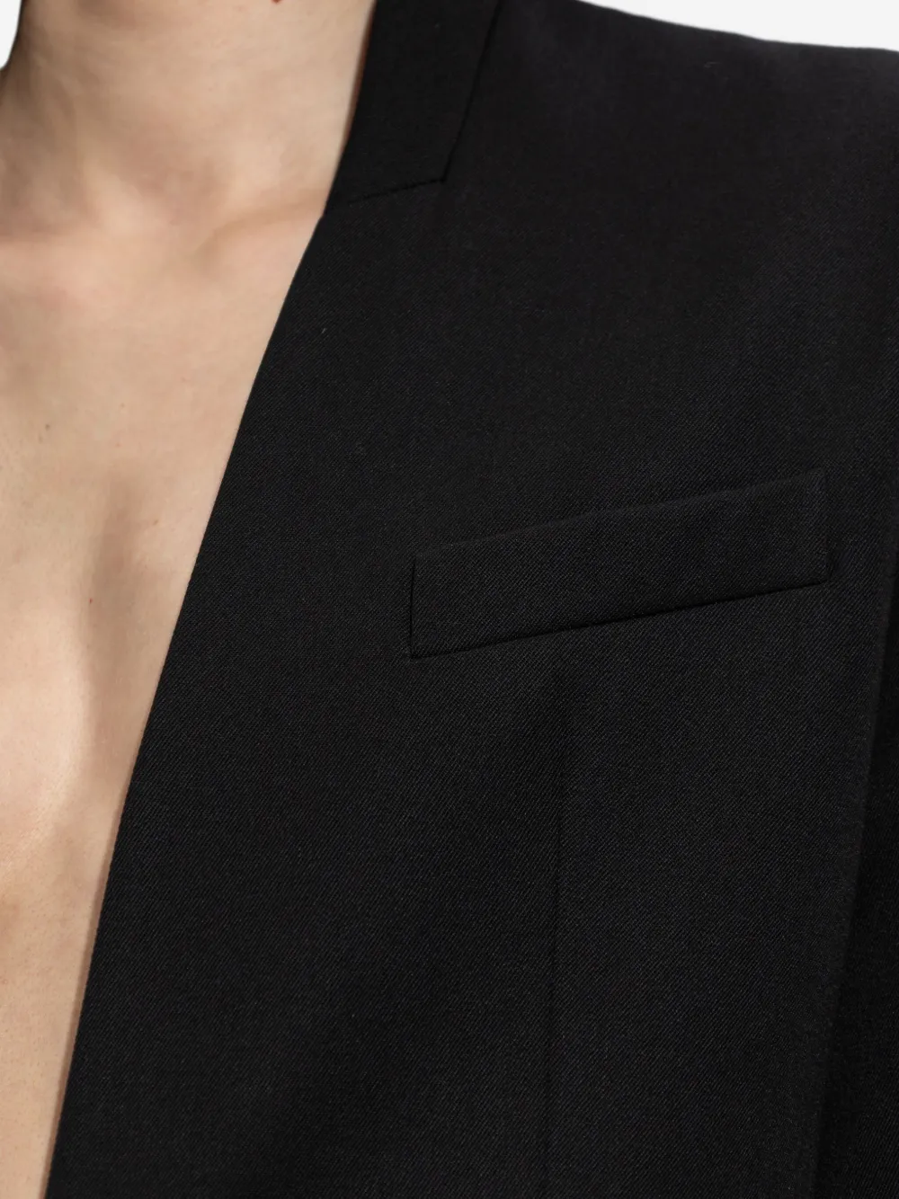 The Attico padded-shoulder wool blazer Zwart