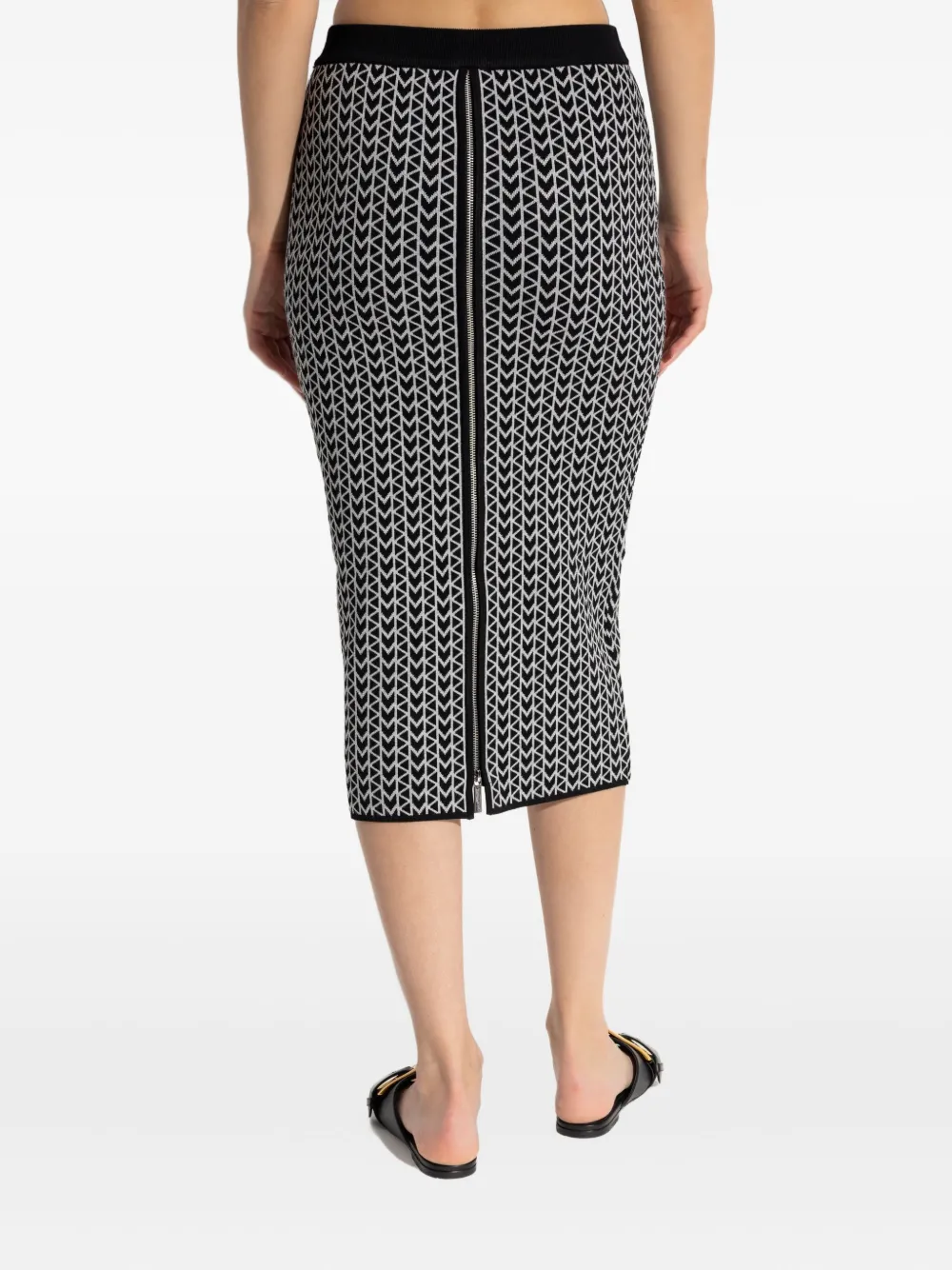 Michael Kors monogram-pattern zip-back skirt Zwart