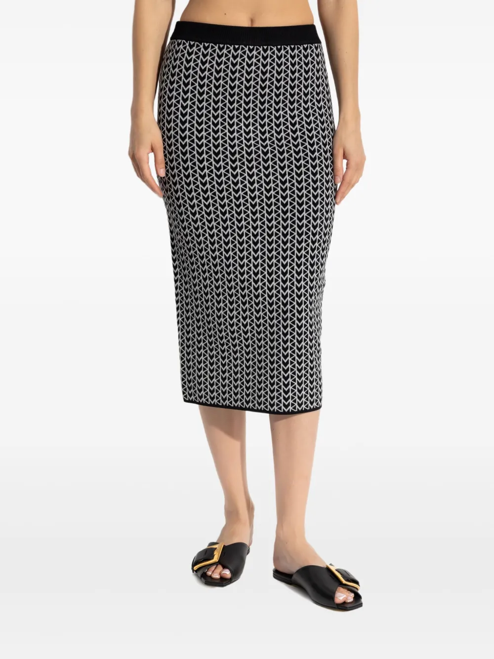 Michael Kors monogram-pattern zip-back skirt Zwart