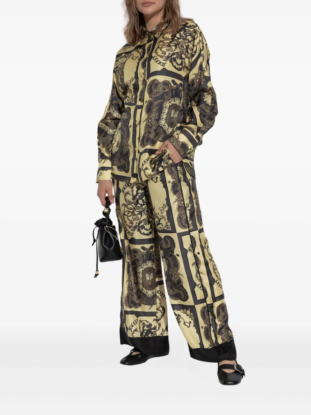GANNI printed silk shirt Geel