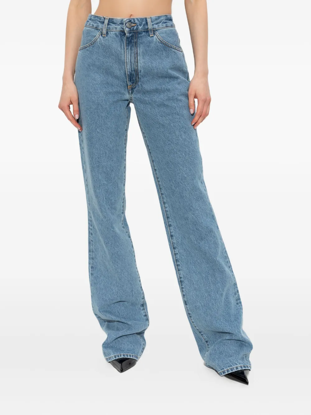 The Attico embroidered-pocket jeans Blauw
