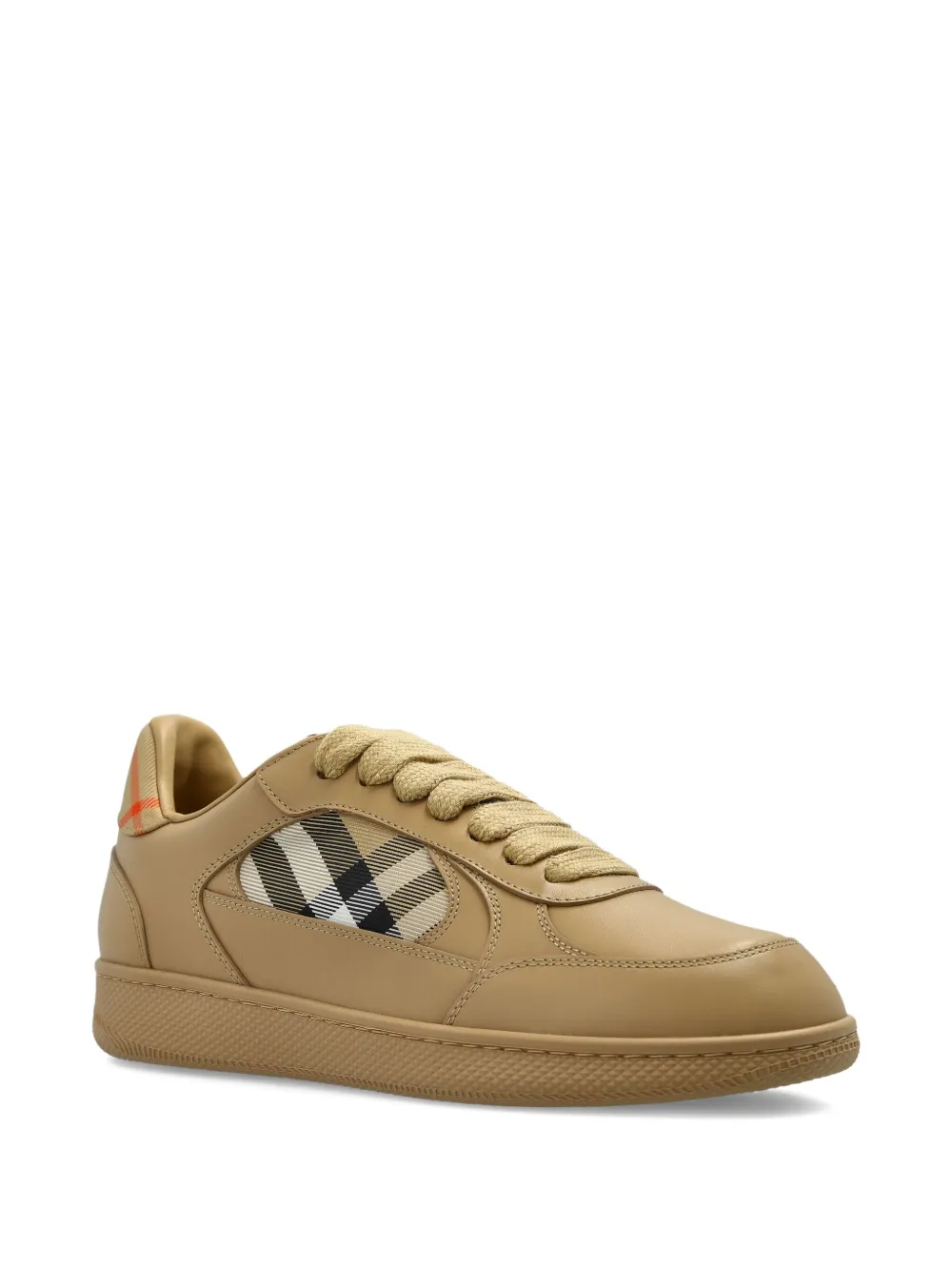 Burberry Terrace check-panel leather sneakers Beige