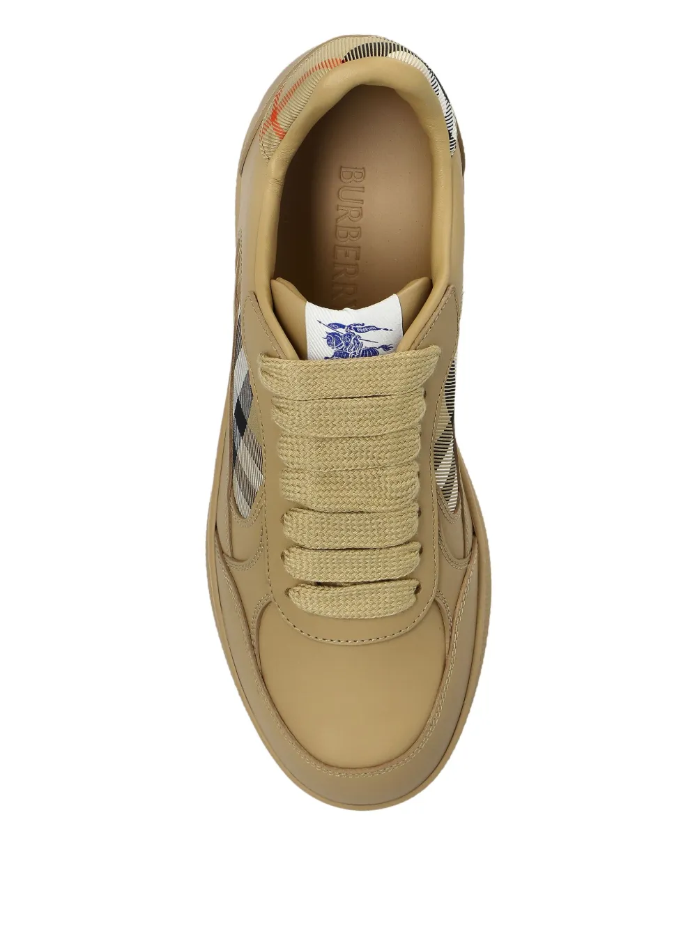 Burberry Terrace check-panel leather sneakers Beige
