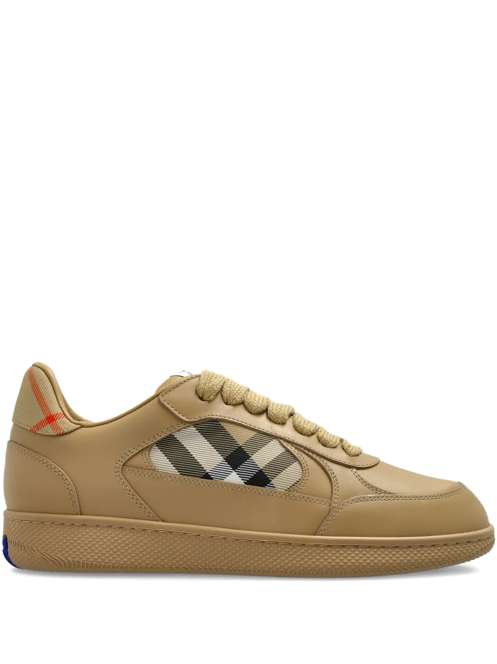 Burberry Terrace check-panel leather sneakers Beige
