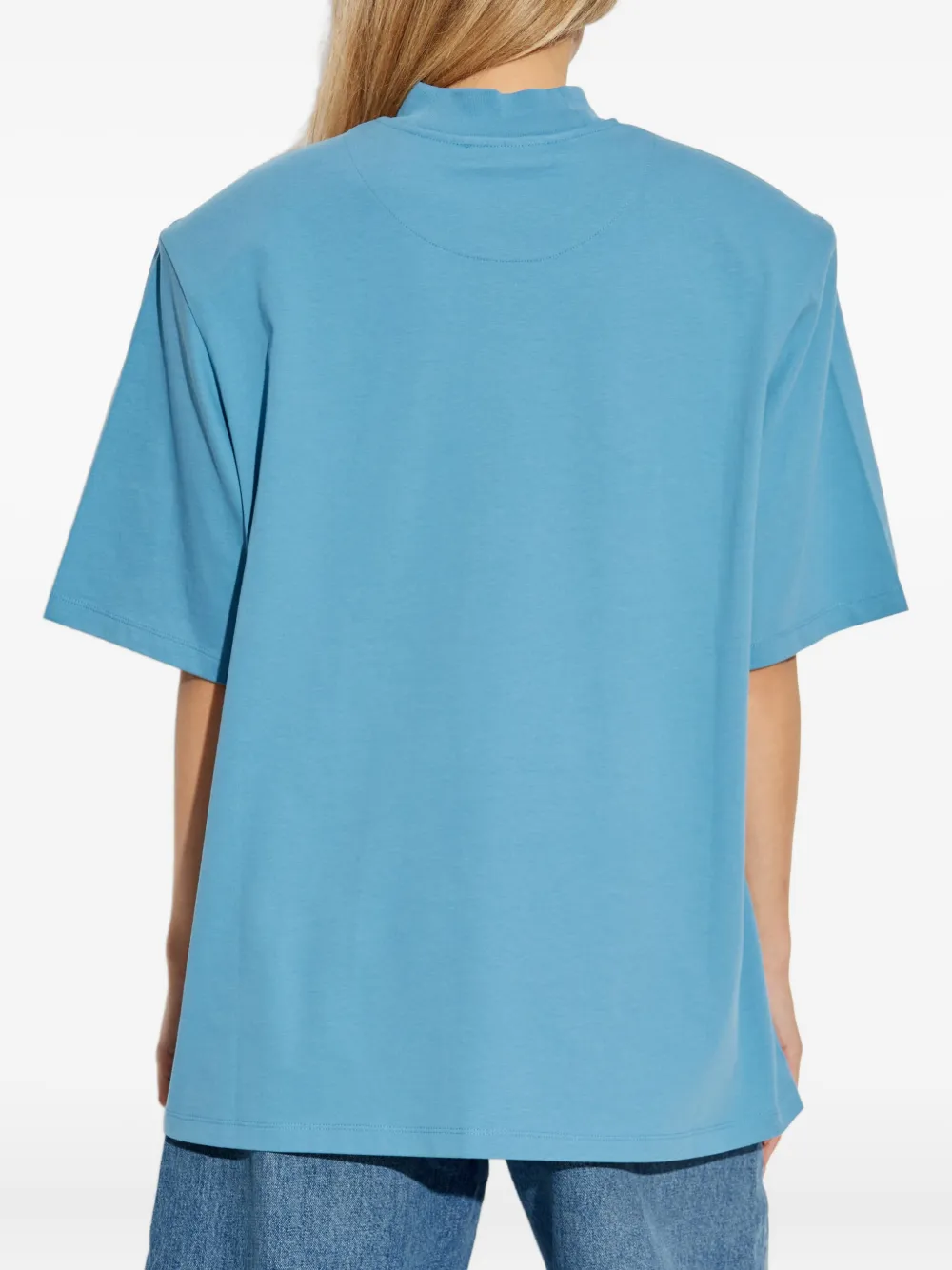 The Attico T-shirt met geborduurd logo en gedrapeerde hals Blauw