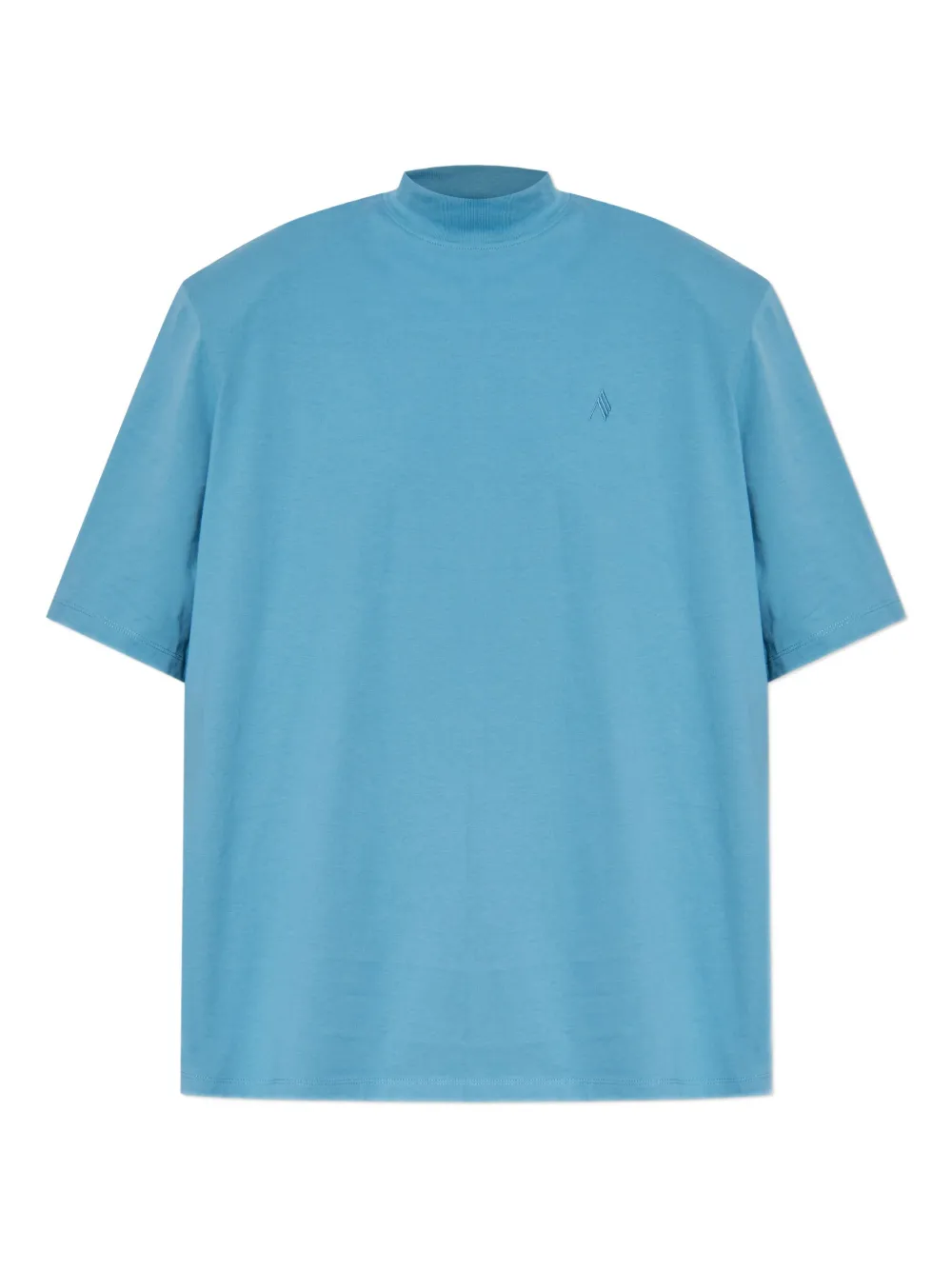 The Attico mock-neck embroidered-logo T-shirt Blauw