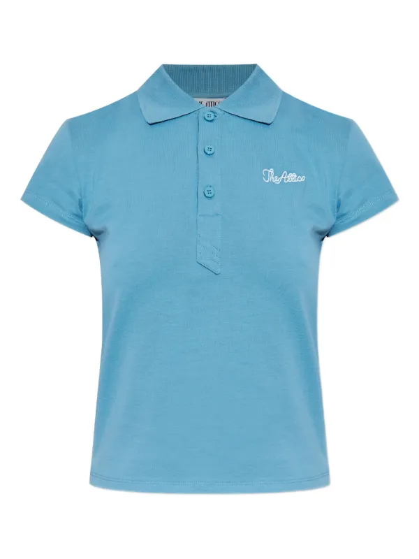 The Attico Embroidered Cotton Polo Shirt in Blue