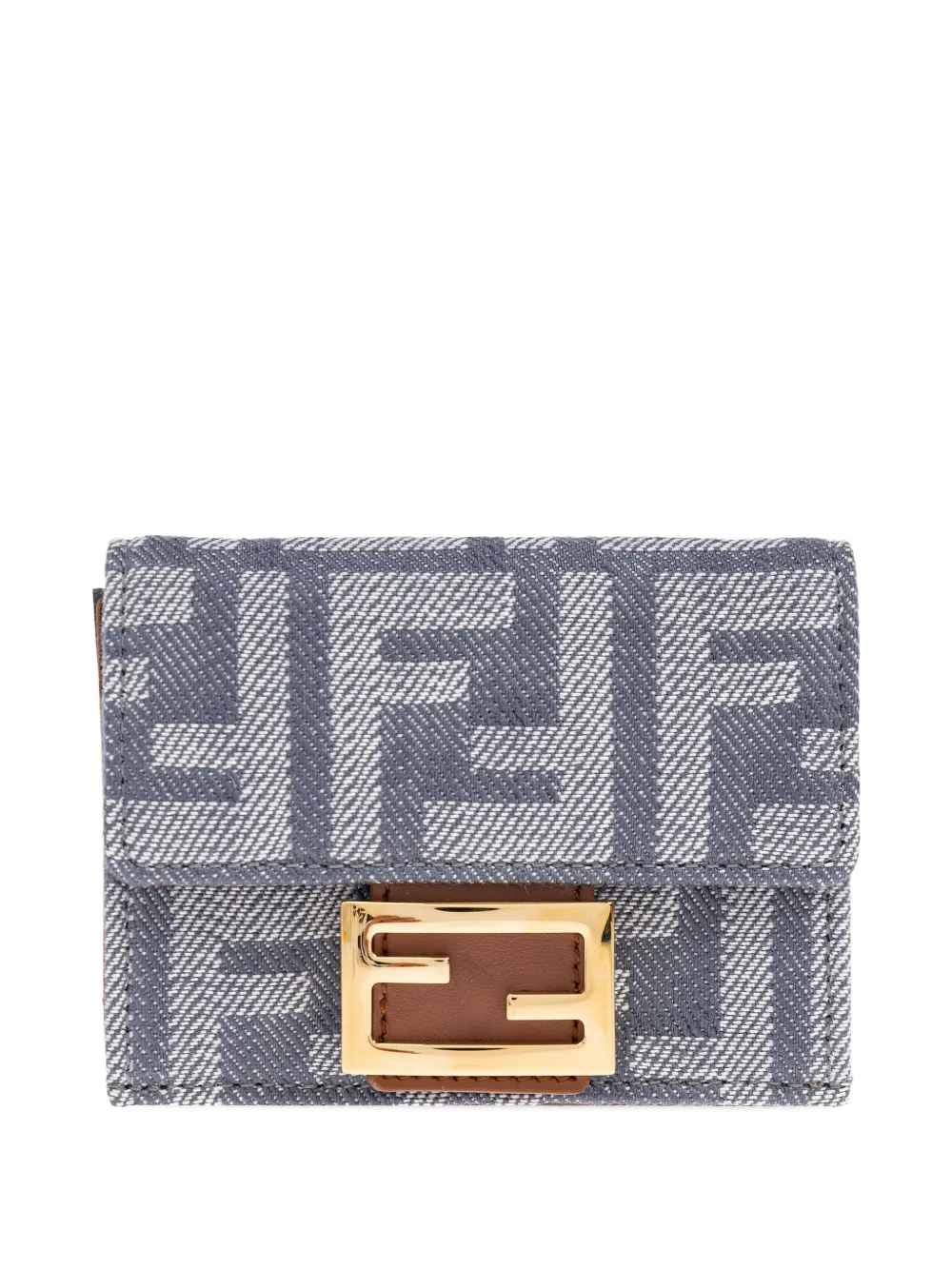 FENDI Portafoglio tri-fold con motivo FF - Grigio