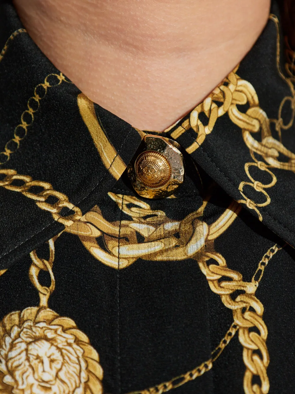 Balmain chain-print button-up shirt Zwart