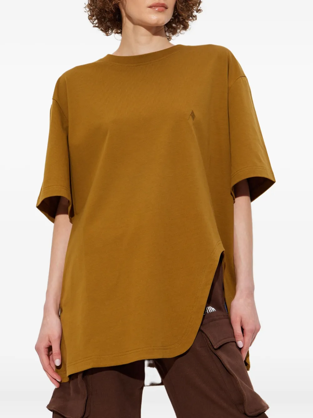 The Attico embroidered side-slit T-shirt Bruin