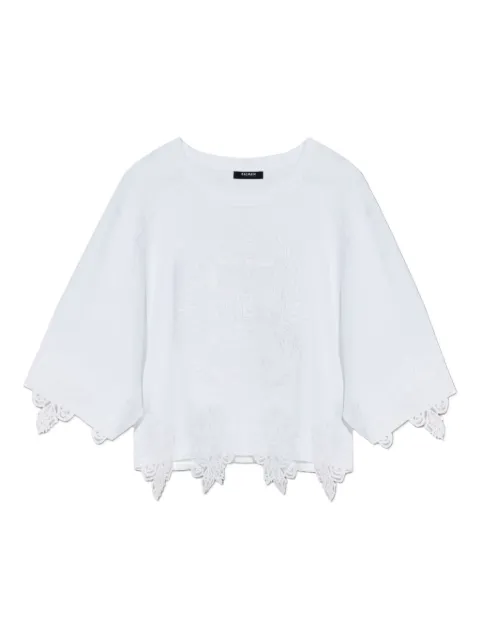 Balmain embroidered lace-trimmed top