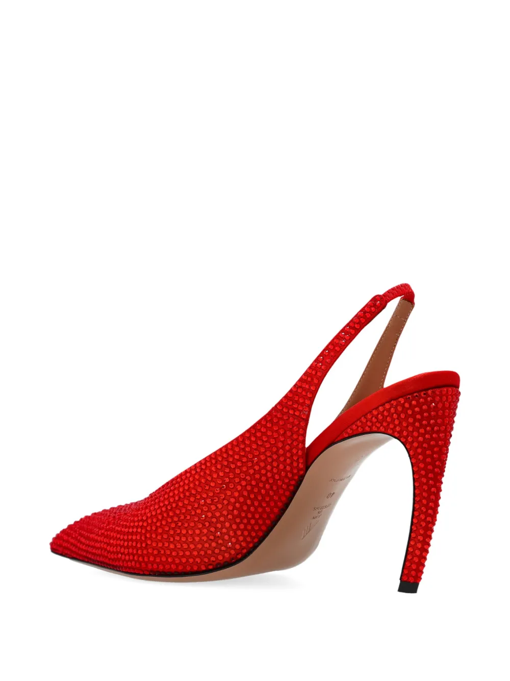The Attico 95mm Viper crystal-embellished slingback pumps Rood