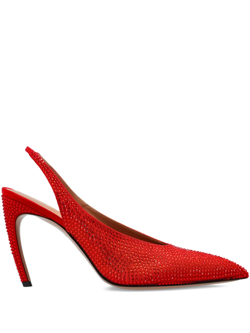 The Attico 95mm Viper crystal-embellished slingback pumps Rood