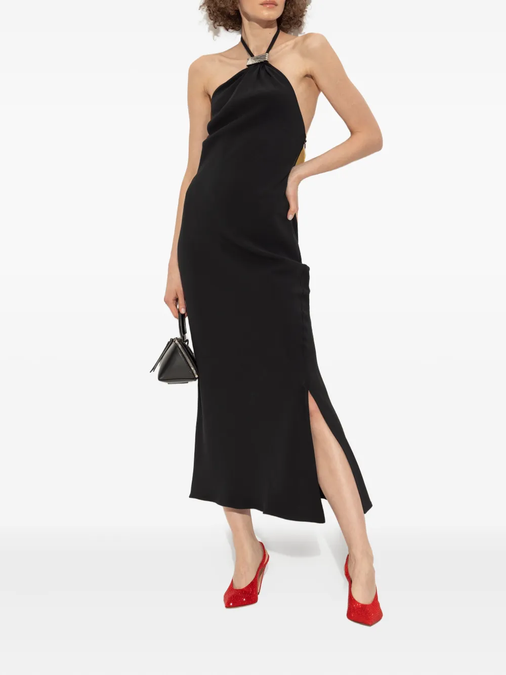 The Attico 95mm Viper crystal-embellished slingback pumps Rood